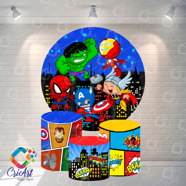 Kit Capa Painel com Trio Cilindros Liga Da Justiça Infantil 13